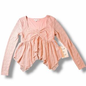 NWT Truth Be Told Pink Babydoll Asymmetrical Top Sweetheart Neck Womens Size M